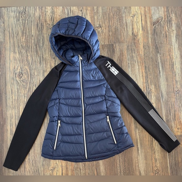 Tommy Hilfiger Packable Down Jacket Womens M Blue Black Full Zip Quilted Puffer - Picture 1 of 12
